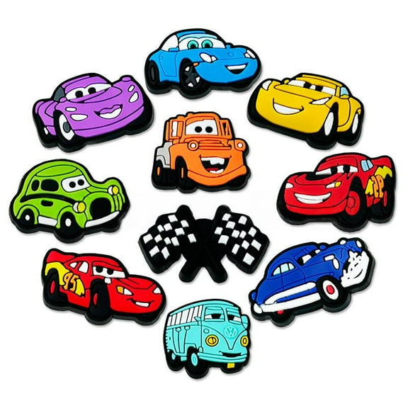 10 Pcs Cartoon Cars Shoe Charms for Clog Sandals, Cute Shoes Decoration Charms for Teen Adults