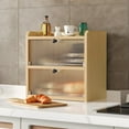 thumbnail image 3 of SNYNUXX Wood Bread Box for Kitchen Countertop with Acrylic Wavy Door, 17" x 10" Double layer Storage Box for Bakery Products, 3 of 6