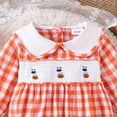 thumbnail image 4 of Bigetiay Halloween Girls Bodysuits Long Sleeve Baby Romper Cartoon Embroidery Plaid Pattern Toddler, Size 3-6 Months, 4 of 8
