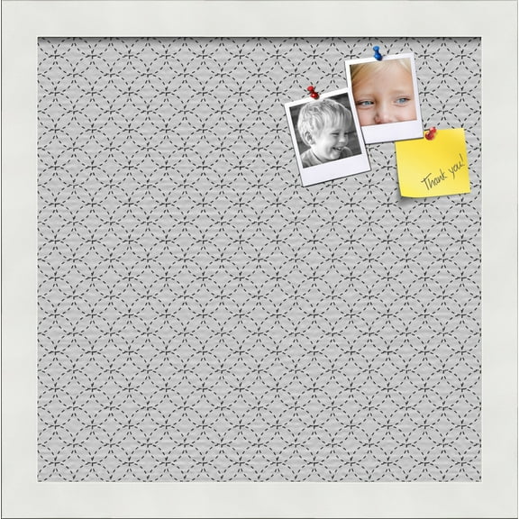 PinPix 12x12 Custom Cork Bulletin Board B W Circles Poster Board Has a Fabric Style Canvas Finish, Framed in B W Circles, by ArtToFrames (PinPix-117)