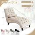 thumbnail image 2 of FFH Chaise Lounge Indoor, Velvet Button-Tufted Chaise Lounge Chair with Bolster Pillow, Beige, 2 of 7