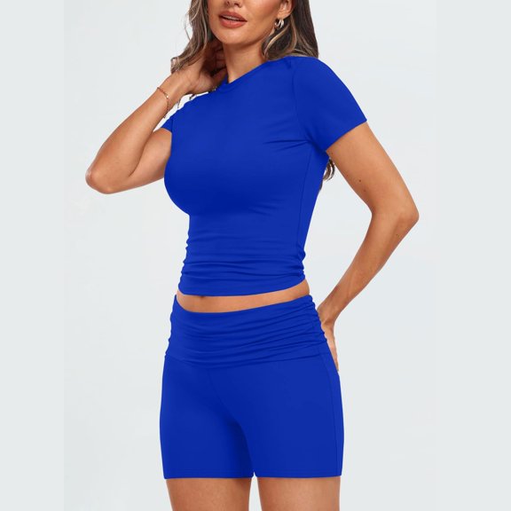 Pyhlmscde Women’s Two Piece Set Casual Summer Outfit with Matching Shorts And Top Comfy 2 Piece Clothing Set, Linen Shorts Set for Women, Linen Short Sets, Piece Sets Summer Dressy