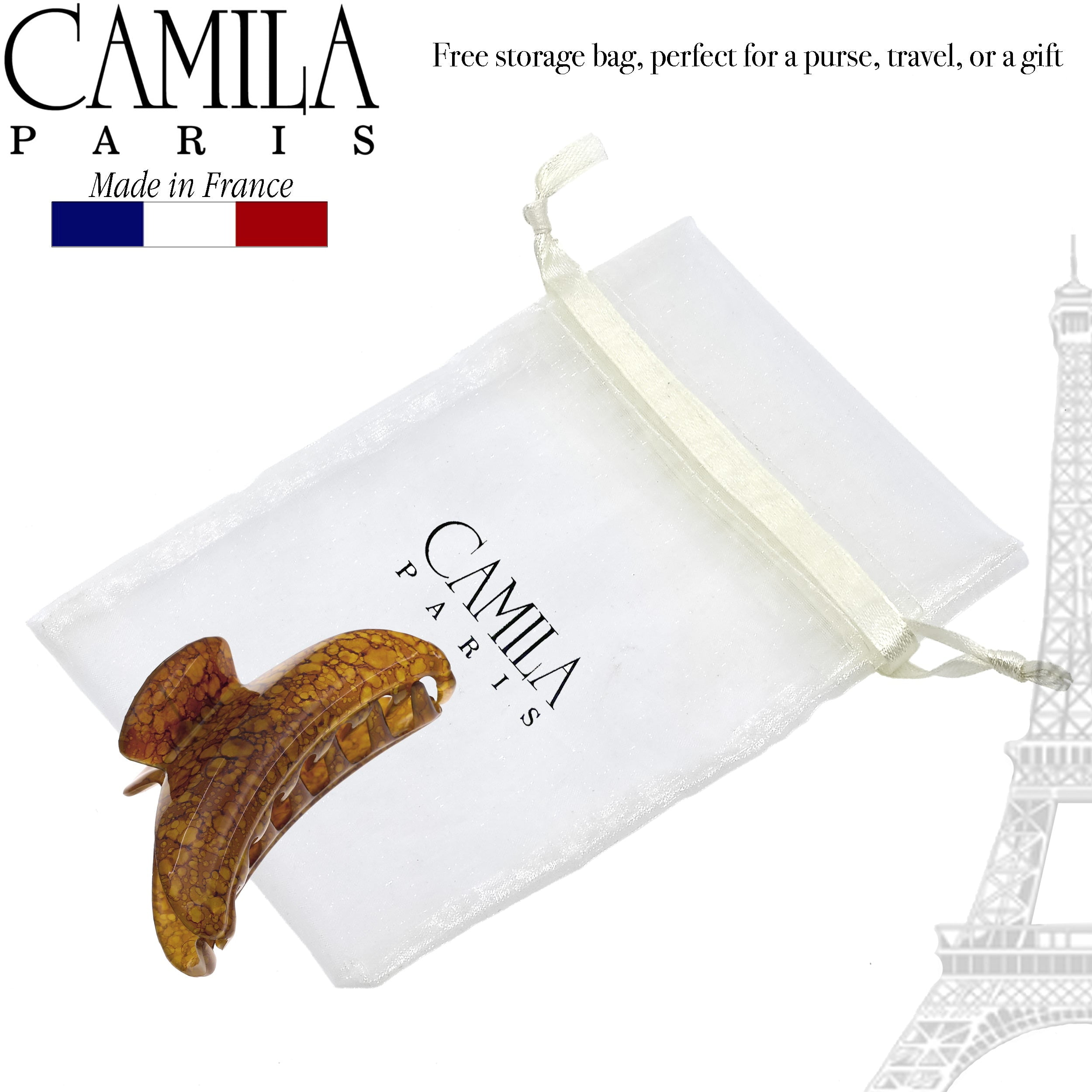 Camila Paris MP925 French Hair Clip for Women Thick Hair for Long Curly Wavy Hair, Girls Hair Claw Clips Jaw, Durable Styling Big Claw Clip for Thick Hair, Strong Hold No Slip Grip, Made in France