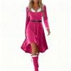 thumbnail image 2 of Stamzod 2025 Xmas Party Dresses for Women Long Sleeve Velvet Christmas Dress Holiday High Low Winter Dresses for Women 2025 Hot Pink L, 2 of 7