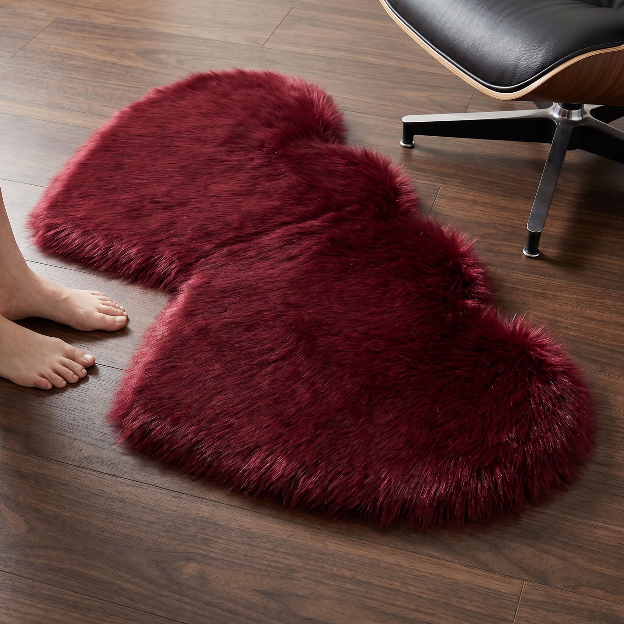 Unique Bargains Soft Fluffy Non Slip Narrow Fuzzy Shaggy Area Rug 28" x 14" Dark Red