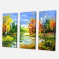 thumbnail image 3 of Designart ' Autumn Landscape With Forest and River ' Lake House Canvas Wall Art Print, 3 of 3