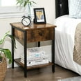 thumbnail image 6 of Lusimo Square Side Table Nightstand with Drawer Farmhouse End Table for Small Spaces 2-Tier Wooden Bedside Table with Steel Frame for Living Room Bedroom Rustic Brown, 6 of 7