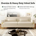 thumbnail image 4 of 85.63'' Mid-Century Modern Beige Velvet Sofa Couch with Metal Gold Legs, 3 Seater Tufted Loveseat Couches with 2 Lumbar Pillows for Living Room and Apartment, 4 of 8
