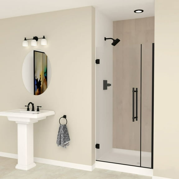 Transolid Ehtb35297610c-Bk Elizabeth 76" High X 35" Wide Hinged Semi Frameless Shower Door