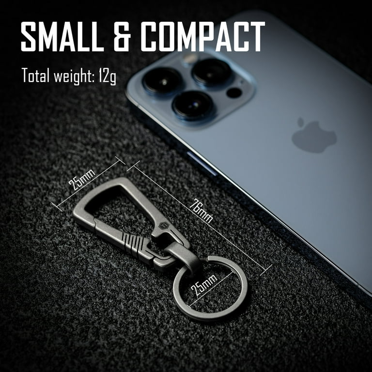 TI-EDC Titanium Keychain Carabiner Clip - Large Quick Release Snap Hook and Key Ring, Key Organizer Holder for Men and Women