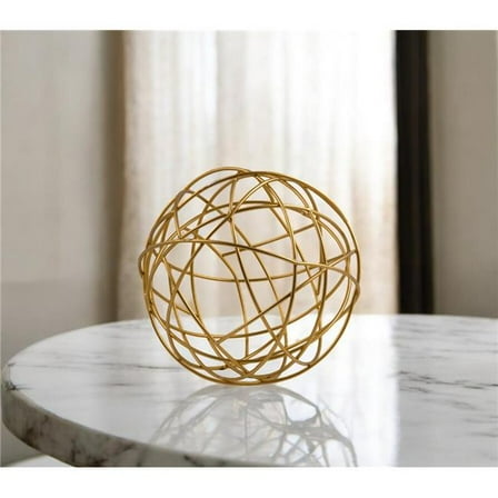 HomeRoots 568885 7 in. Gold Aluminum Decorative Orb Tabletop Sculpture