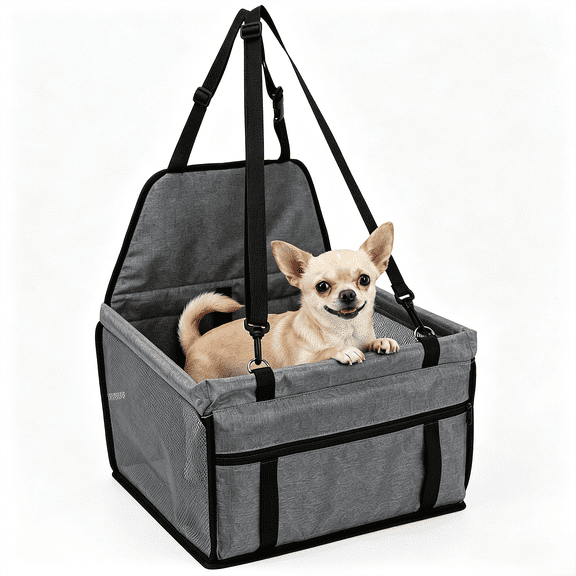 BN-LINK Dog Car Seats for Small Dogs, Dog Booster Car Seat with Storage Pockets and Clip-On Leash, Portable Pet Car Seat for Travel & Home,Gray