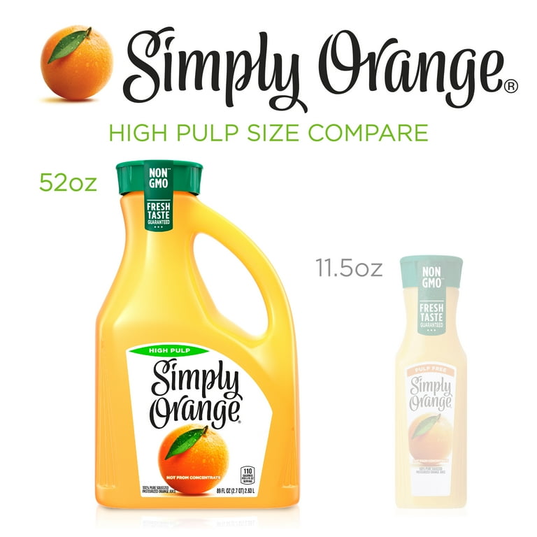 Simply Non GMO No Pulp Orange Fruit Juice, 8 fl oz, 4 Bottles 