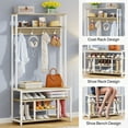 thumbnail image 6 of Tribesigns Entryway Bench with Coat Rack, 4 IN 1 Hall Tree with Shoe Rack, Shoe Bench, 4 Hanger Hooks and Storage Shelf for Entryway, Hallway (White), 6 of 9