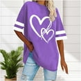 thumbnail image 2 of UAMVSH Plus Size Valentines Shirts for Women Heart Print Short Sleeve Graphic Tees Elegant Casual Crewneck Oversized T-Shirt L-5XL, 2 of 7