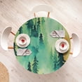 thumbnail image 4 of Ambesonne Forest Fitted Round Tablecloth, Vintage Jungle Landscape Art, 40"- 44" Diameter, Fern Green and Laurel Green, 4 of 5