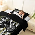 thumbnail image 4 of Meiyoeat Vintage Dirt Bike Pattern Twin Comforter Sets 2pcs for Men, American Flag Print Bedding Set, Camo Black Beige,Black Reversible, 4 of 6