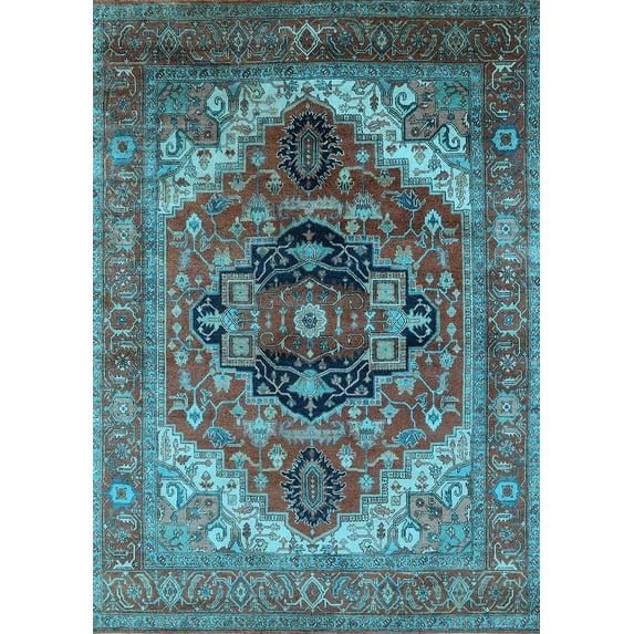 Ahgly Company Indoor Rectangle Persian Light Blue Traditional Area Rugs, 8' x 10'