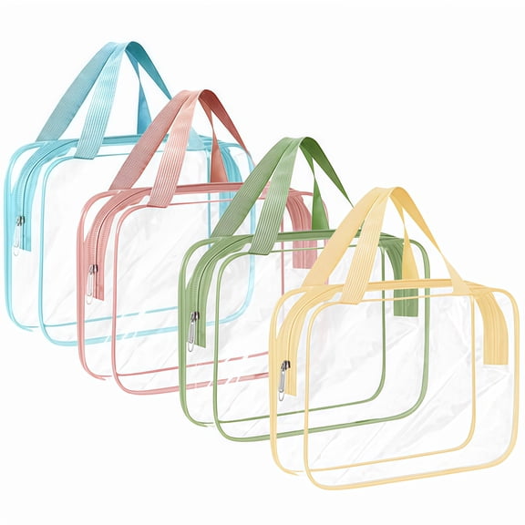 4PCS Transparent PVC Travel Storage Bags Set Waterproof Makeup Organizer