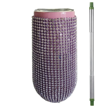 

HuacFive 200ml Water Bottle with Straw Anti-slip 304 Stainless Steel Camping Sports Rhinestones Water Cup for Travel