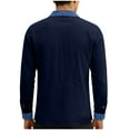 thumbnail image 3 of Mifsaly Henley Shirts for Men Long Sleeve Collared Shirt Patchwork Button Closure Linen Tops Loose Fit Summer Work Blouses S, 3 of 6