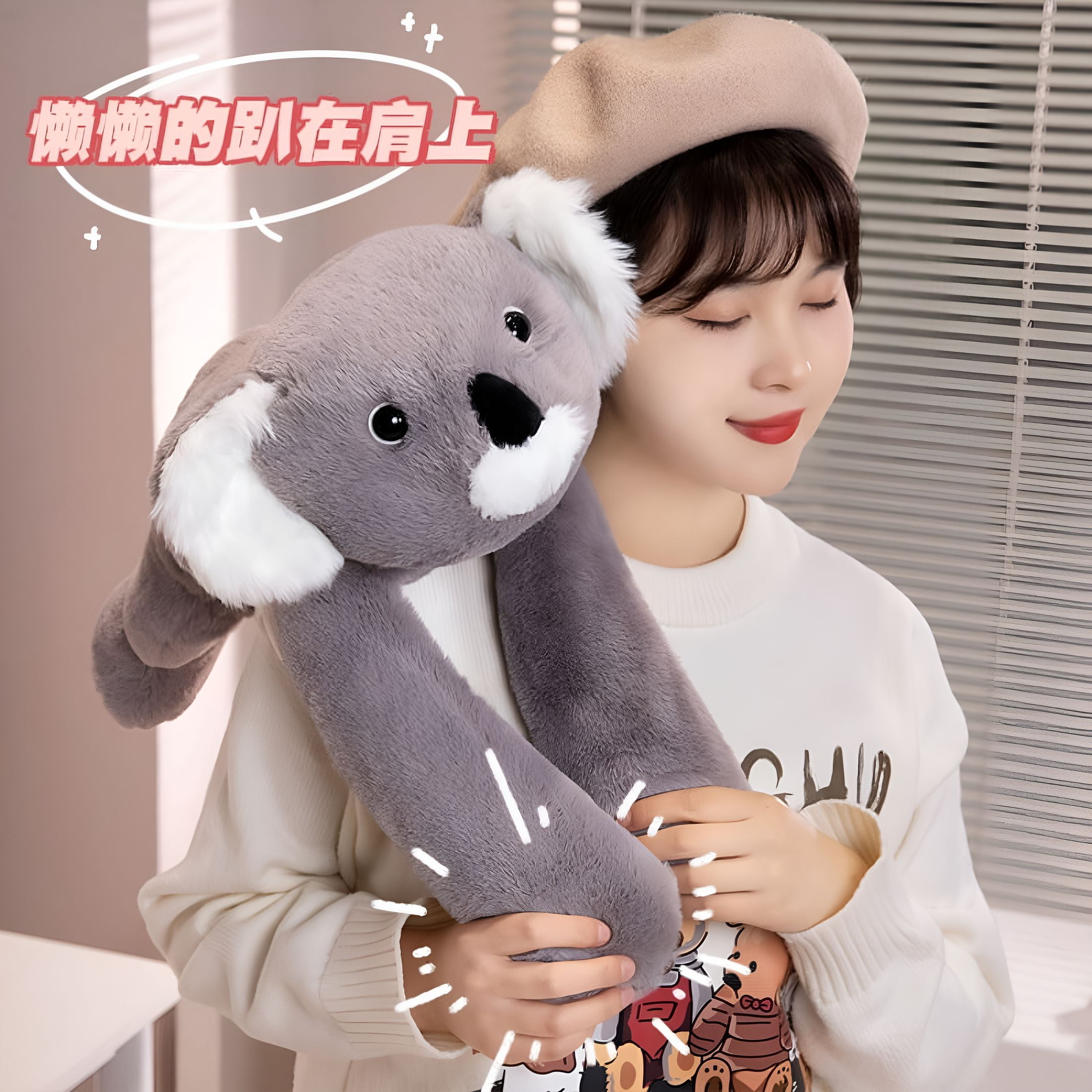 BESTSKY Long Arm Animal Weighted Stuffed Animal Soft Lazy Fluffy Plush Animal Plush Raccoon Koala Bear Giraffe Stuffed Plush Soft Pillow (Bear, 60Cm)