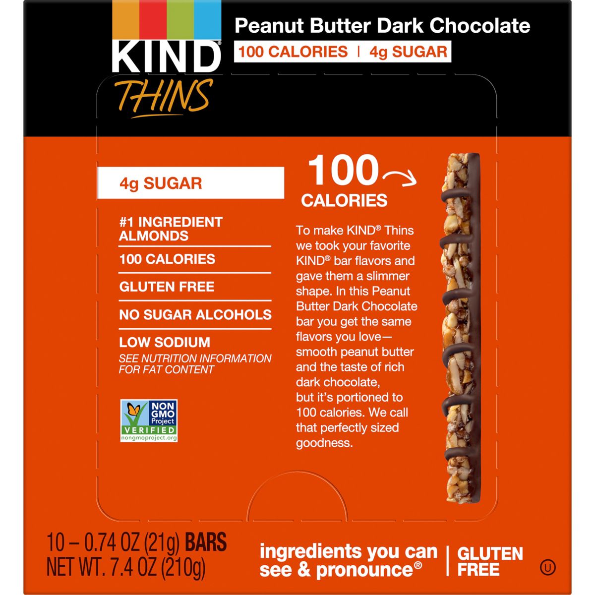 KIND Thins Peanut Butter Dark Chocolate - 7.4oz/10ct - Pack of 2