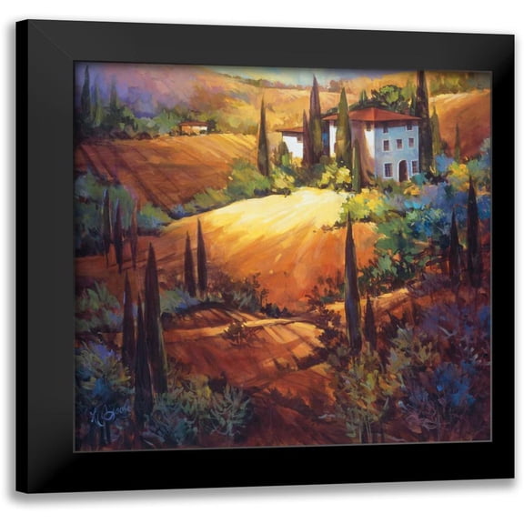 OToole, Nancy 12x12 Black Modern Framed Museum Art Print Titled - Morning Light Tuscany