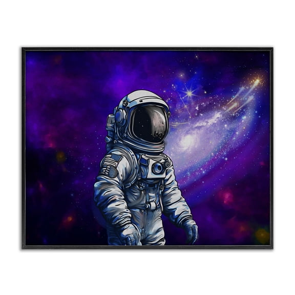 Stupell Industries Modern Astronaut with Swirling Galaxy Black Framed Giclee Art, 14 x 11, by Jesse Keith