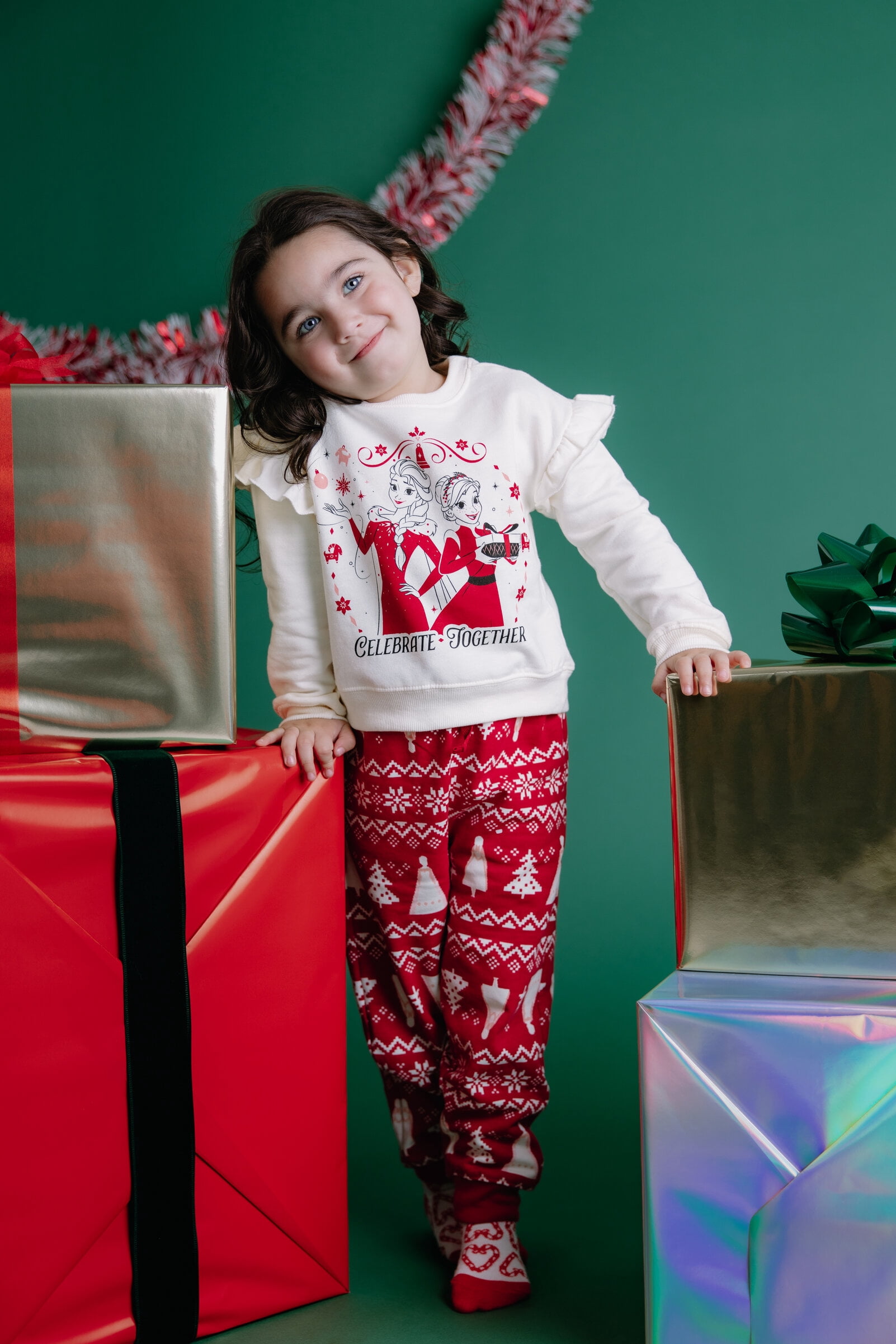 Disney Frozen Elsa Princess Anna Christmas Fleece Pullover Sweatshirt and Jogger Pants Outfit Set Toddler to Big Kid