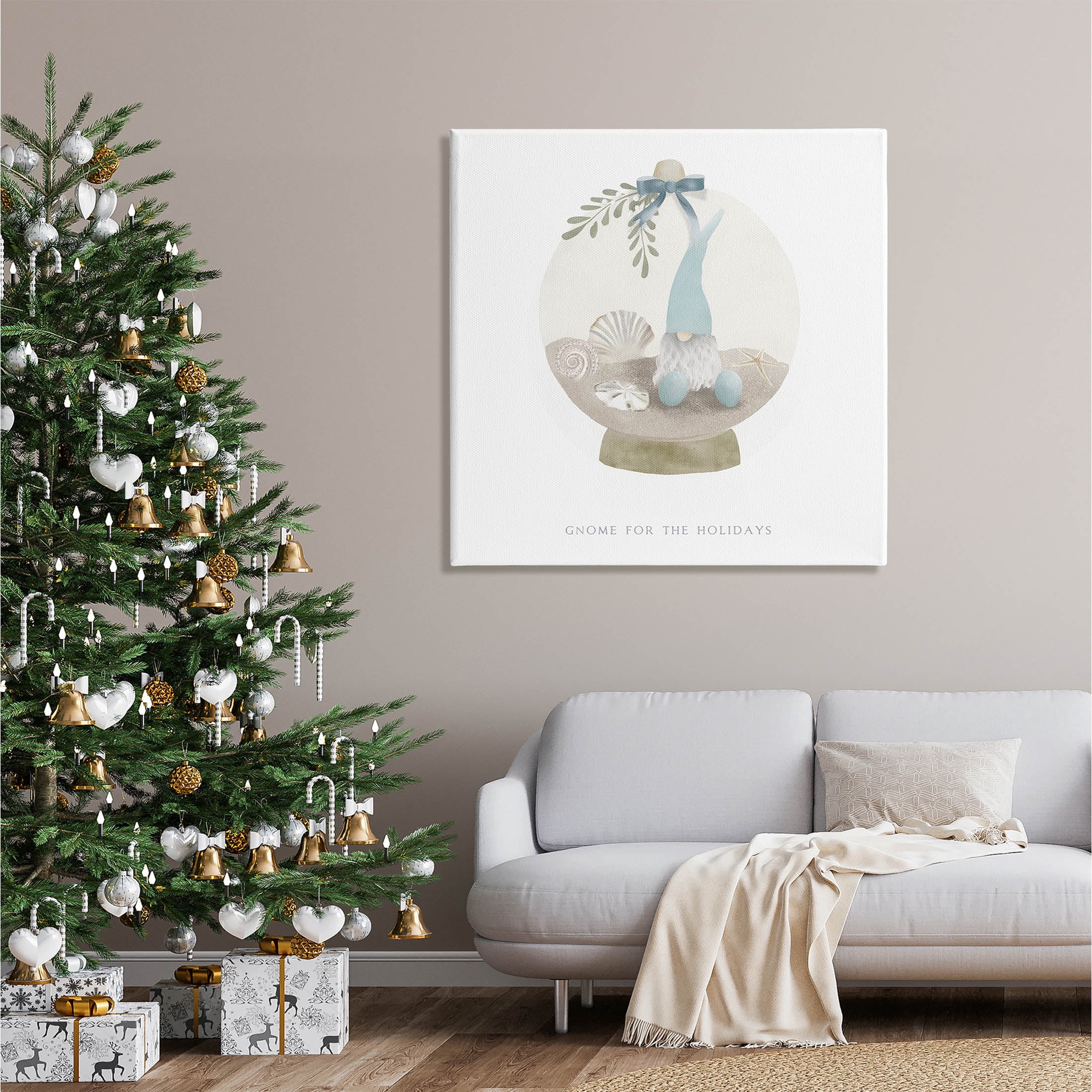 Stupell Industries Gnome For The Holidays Seashells Graphic Art Gallery Wrapped Canvas Print Wall Art, Design by Leah Straatsma