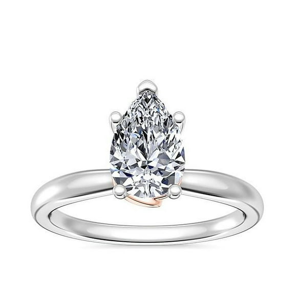 1.00 Carat VS1/F-G Pear Shaped Genuine Diamond Wonderful Solitaire Ring for Wedding Solid 14K White Gold Size 7