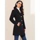 thumbnail image 4 of Abrigos largos de invierno con solapa con muesca y un solo pecho para mujer Negro XS, 4 of 6