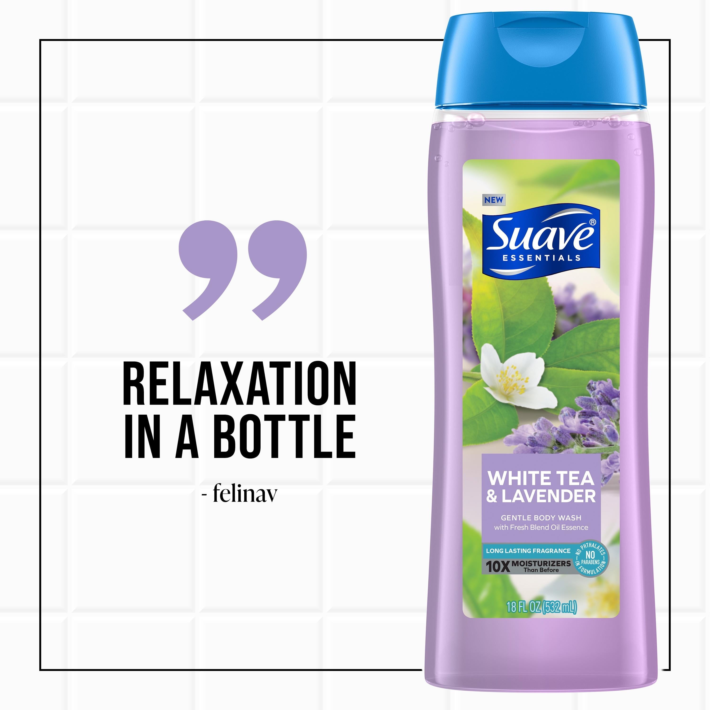 (2 pack) Suave Essentials Moisturizing Body Wash, White Tea Lavender, 18 oz