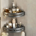 thumbnail image 6 of tzyudk Bathroom Rack Punch- Storage Rack Household Corner Rack Basket Bathroom Wall-mounted Towel Rack Furniture Home Affordable Useful Gray Plastic, 6 of 6