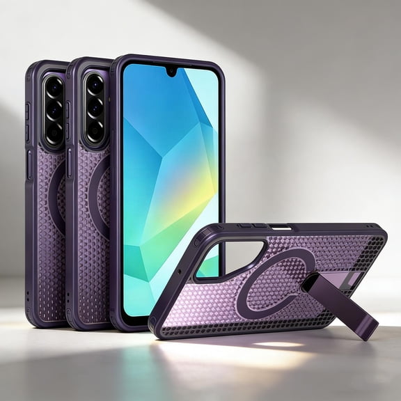 for Samsung Galaxy A56 5G Magnetic Case with [Invisible Built-in Stand] [Heat Dissipation], [Wireless Charging Support] Anti-Scratch Slim Shockproof Cover for Samsung Galaxy A56 5G, Purple