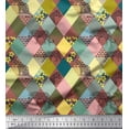 thumbnail image 1 of Soimoi Poly Georgette Fabric Leopard & Argyle Patchwork Print Fabric by The Yard 52 Inch Wide, 1 of 1