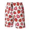 thumbnail image 3 of Wukai Hand Drawn Strawberry Print Beach Trunks with Compression Liner Swimsuit Quick Dry Beach Sports Shorts with Pocket-Small, 3 of 8