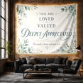 thumbnail image 6 of Loved Valued Appreciated Typography with Florals, Warm Watercolor Style for Friendship Decor Lovers, Wall Art, Thank You Gift, Tapestry Wall Hanging for Bedroom and Dorm, 6 of 7