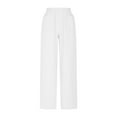 thumbnail image 3 of ABATAB Womens Cotton Linen Pants Elastic Waist Casual Palazzo Pants Wide Leg Baggy Full Length Solid Trousers with Pockets, 3 of 6