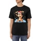 thumbnail image 1 of Camisetas de algodón para hombre con dibujos animados de ciervos navideños con pose linda, camisetas casuales básicas de cuello redondo, camisetas de manga corta., 1 of 6