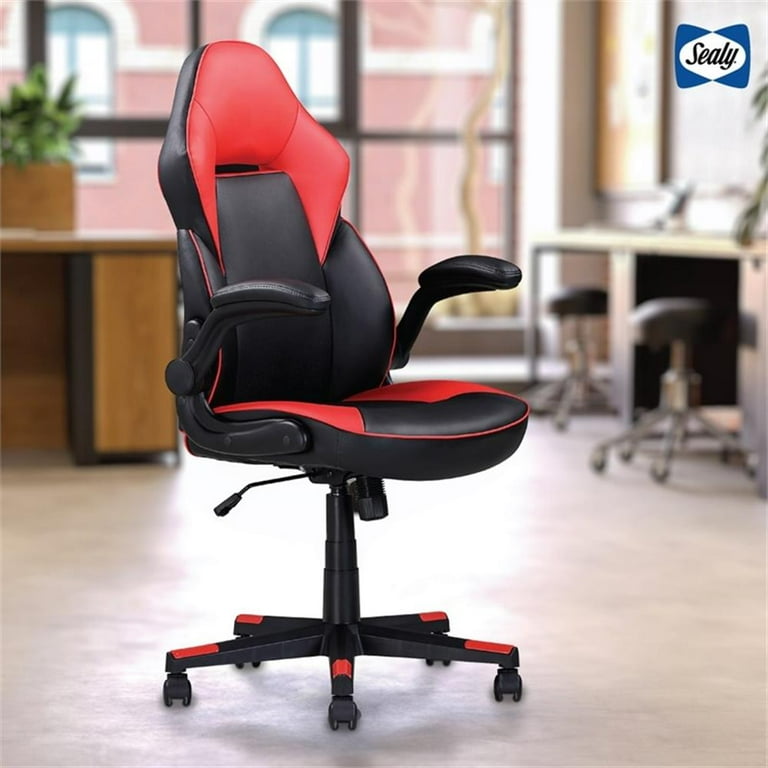 Sealy Gamer 115 Black/Red Faux Leather Office Chair with Fabric