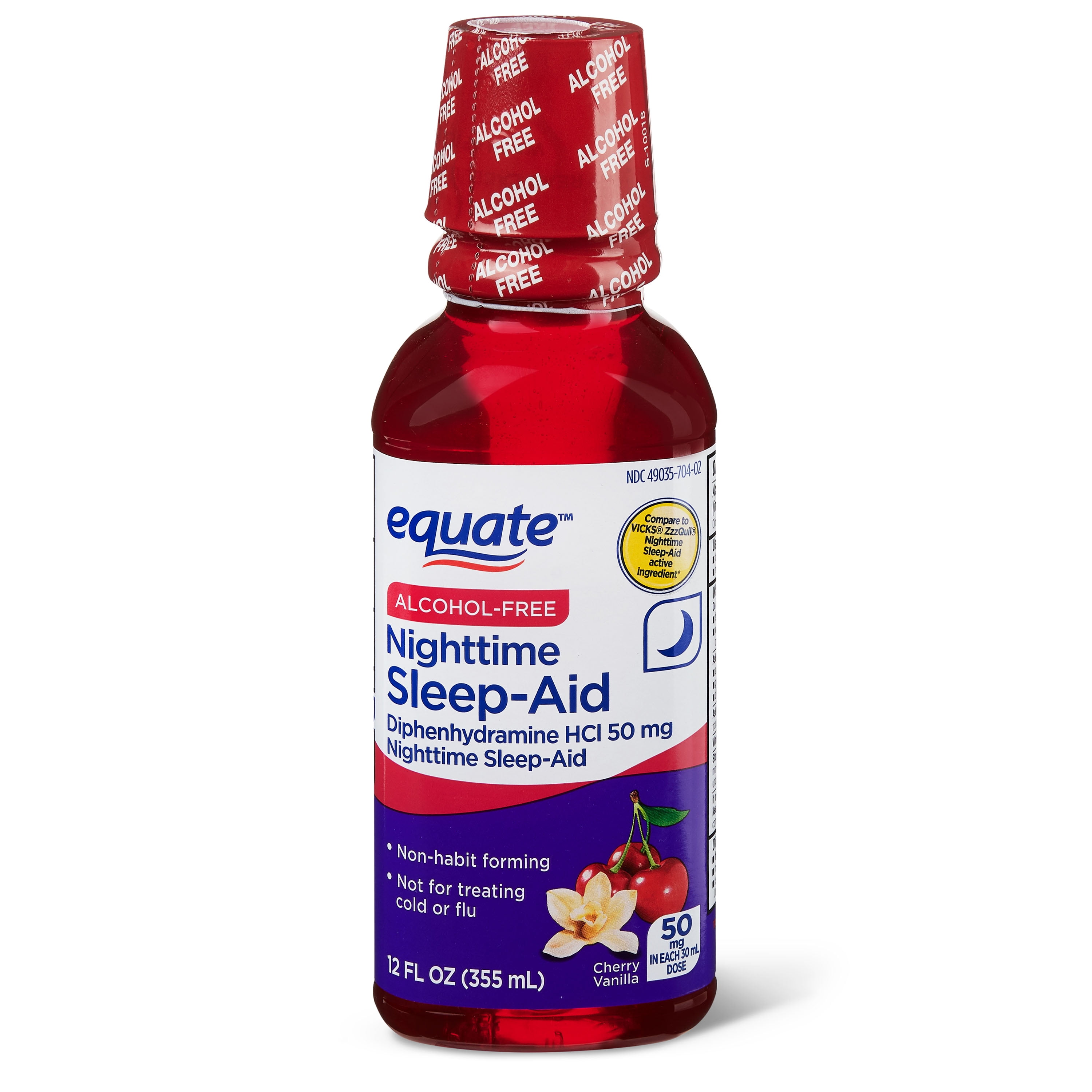 Equate AlcoholFree Cherry Vanilla Flavor Nighttime SleepAid Liquid