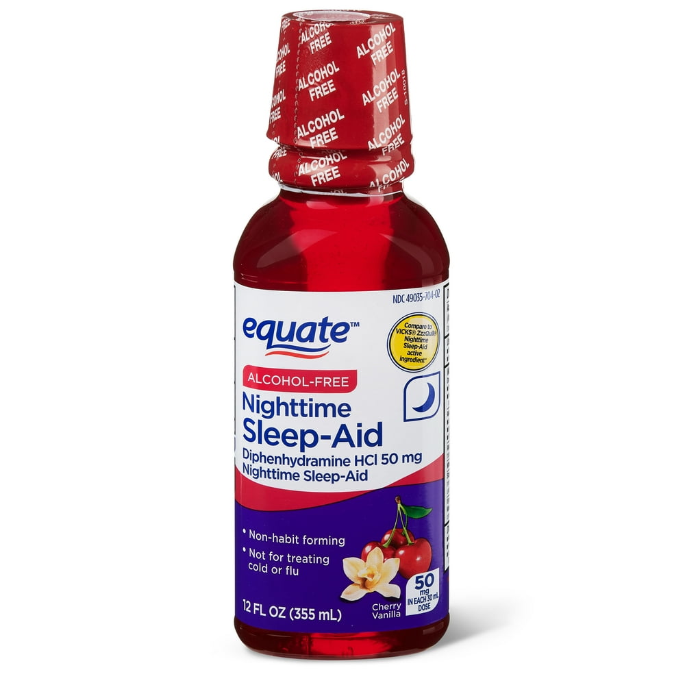 Equate Alcohol-Free Cherry Vanilla Flavor Nighttime Sleep-Aid Liquid
