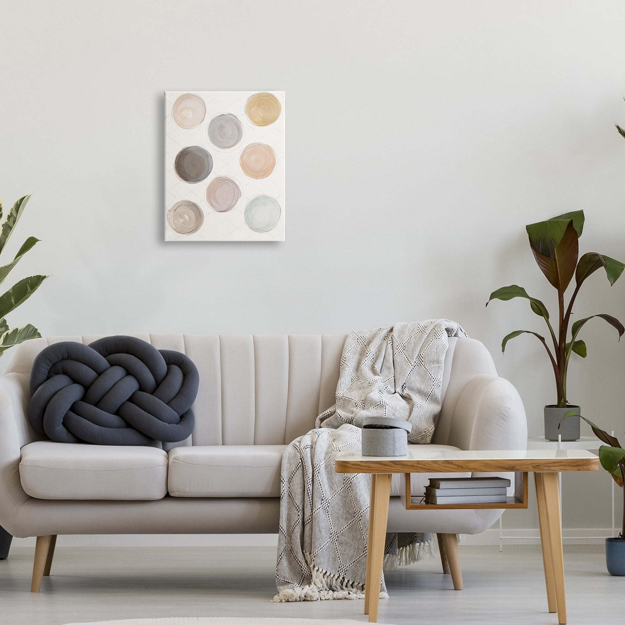 Stupell Industries Dull Paint Circles Quilted Beige Linen Backdrop,36 x 48, Design by Patricia Pinto