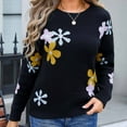 thumbnail image 2 of Bixock Women Fall and Winter Top,Women Sweater,Women's Comfortable Round Neck Long Sleeved Floral Embroidery Casual Pullover Sweater, 2 of 5