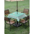 thumbnail image 5 of Square Outdoor Tablecloth with Umbrella Hole Bluish Green Greek Key Outside Table Cloth Waterproof Patio Table Cover Geometric Greece Ancient Farmhouse Geo Zipper Tablecloths for Picnic 60x60 Inch, 5 of 8