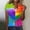 Multicolor, variant on HaoXianJian Plus Size Womens Shirt Short Sleeve Button Crew Neck Shirt Colorful Print Top for Women 2025 Loose Fits T Shirt Summer Tee Shirts Going Out Top 4X 5X