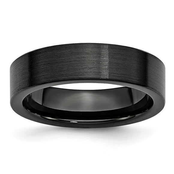 Bague en Céramique Noire avec Bande Plate Gravable 6mm Brossée Taille 8.5 Bijoux Cadeaux pour Femmes