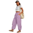 thumbnail image 7 of Yifymode Womens Balloon Pants Trendy Casual Elastic Waist Wide Leg Harem Pants Baggy Pleated Lantern Trousers, 7 of 7